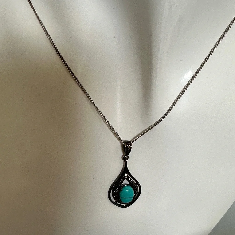 Tori Hill Sterling Silver Necklace with Turquoise Stone